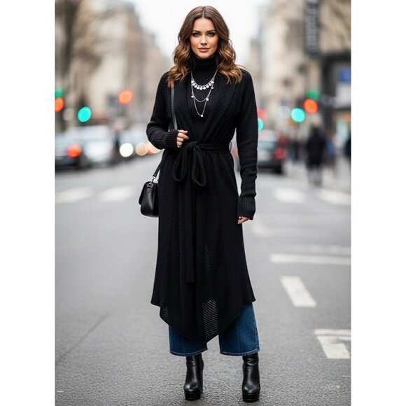 VTG Talco Cashmere Blend Maxi Duster Cardigan | Old Money Academia Cottage Goth - Picture 13 of 16